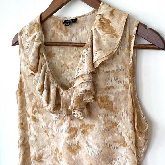 Talbots sleeveless top with v-neckline and ruffles in ๐ฏ silk - Picture 2 of 5
